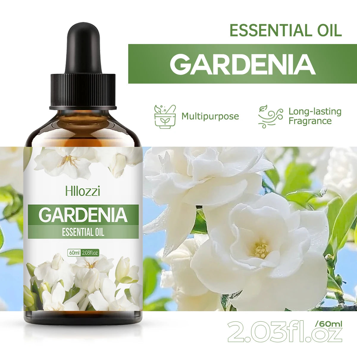 Gardenia essential oil, a pure floral scent, suitable for body massage and hair care, can also be used in a diffuser