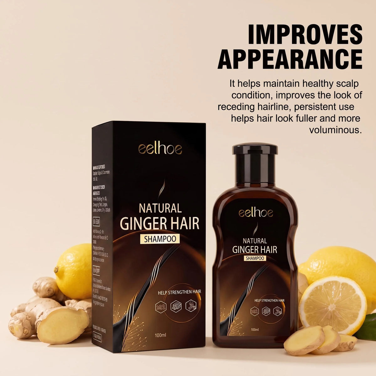 Ginger Extract Shampoo Lemon Scent Stimulates Follicles Activates Natural Growth System Improves Scalp Circulation Strengthens Hair Reduces Loss Hair Care Shampoo