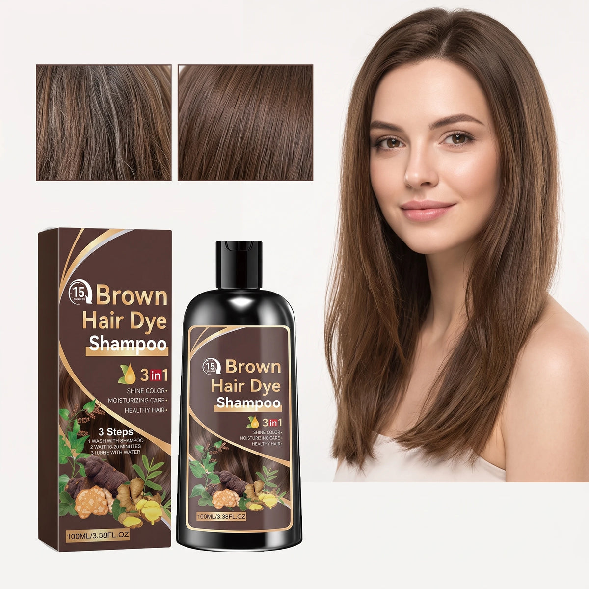 100ML Herbal Brown Hair Dyeing Shampoo Nourishing Scalp Repairing Damaged Hair Moisturizing Enhance Gloss Easy To Rinse Volumizing Smoothing Hair Dye Shampoo