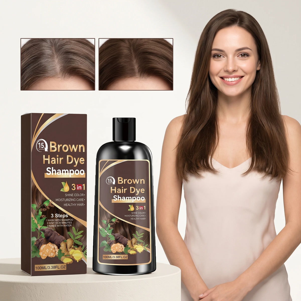 100ML Herbal Brown Hair Dyeing Shampoo Nourishing Scalp Repairing Damaged Hair Moisturizing Enhance Gloss Easy To Rinse Volumizing Smoothing Hair Dye Shampoo
