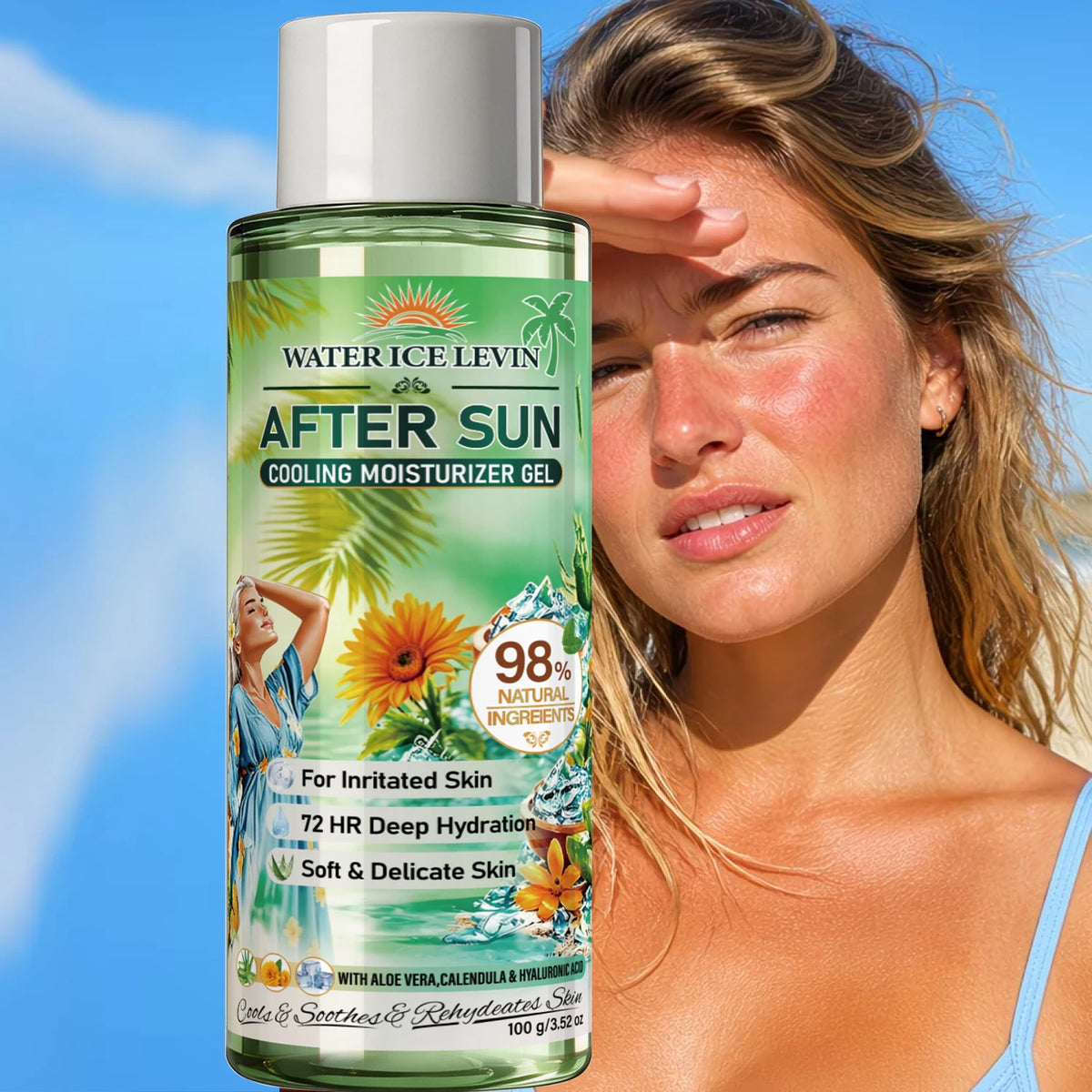 Sun Exposure After Sun Care Cooling Moisturizer Gel Deep Hydration Soothe Sensitive Irritated Skin Aloe Vera Skin Gel 100g