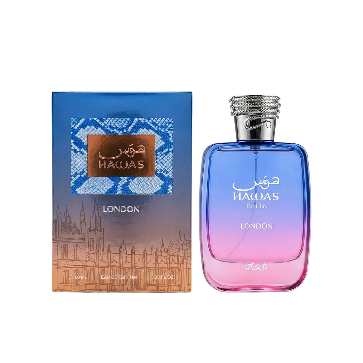 Rasasi Hawas London Eau de Parfum Spray for Men – Vibrant Spicy, Fruity, Floral & Warm Amber Scent, Long-Lasting Premium Arabian Fragrance, Perfect Gift, 3.4 fl oz / 100 ml