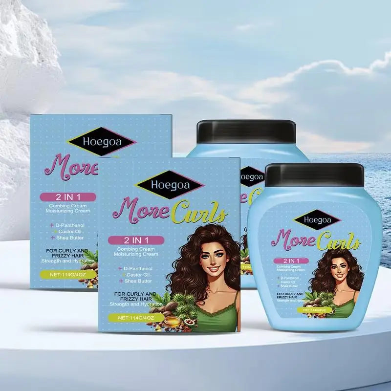 Hogoa Leave In Conditioner Hair Shine Smooth Frizz Control Fast Absorbing Vitamin B5 Castor Oil Shea Butter Moisturizing Formula 2 Pack