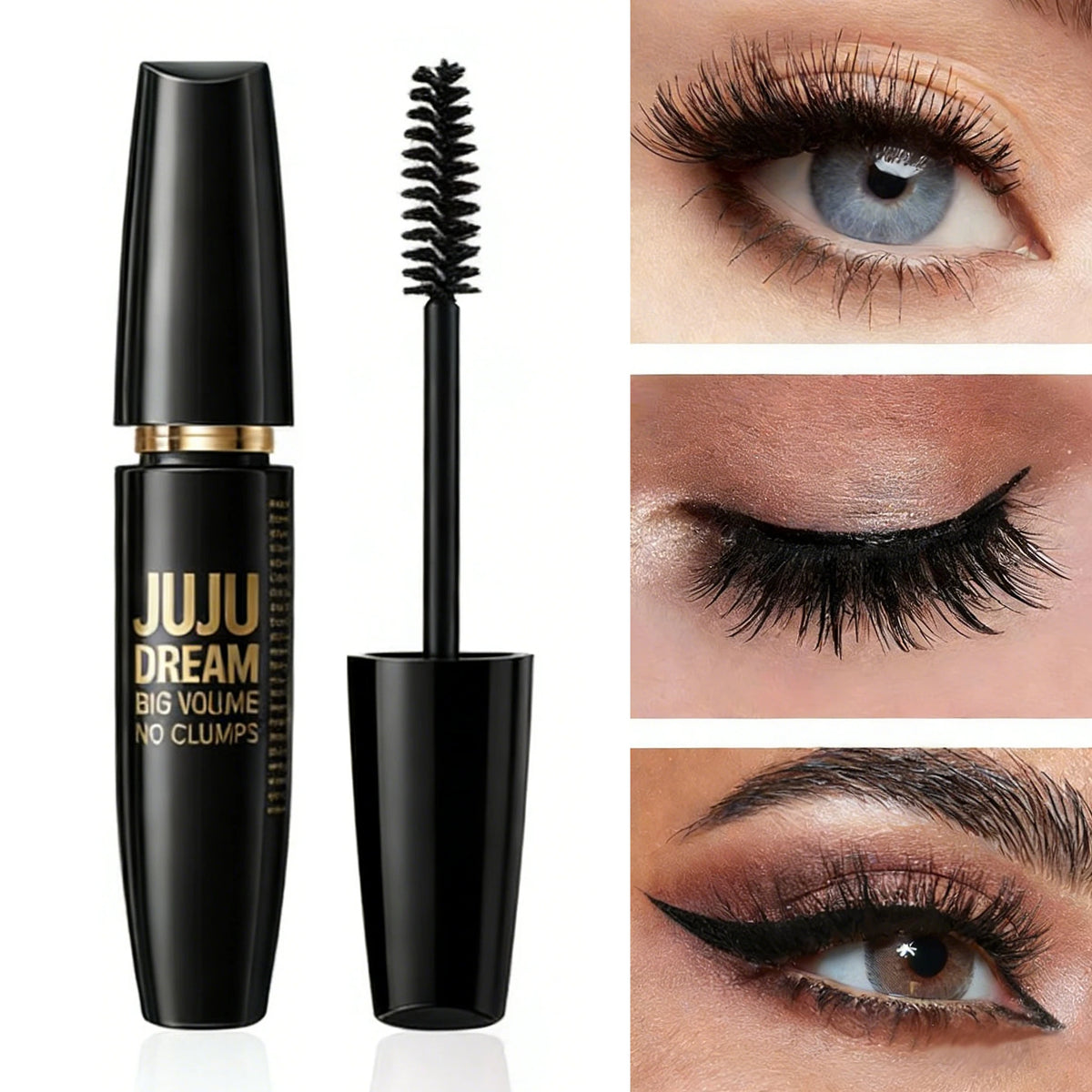 4D Black Mascara Thickening Lengthening Waterproof Fiber Mascara Long Lasting Eyelash Makeup Waterproof Liquid Fiber Mascara