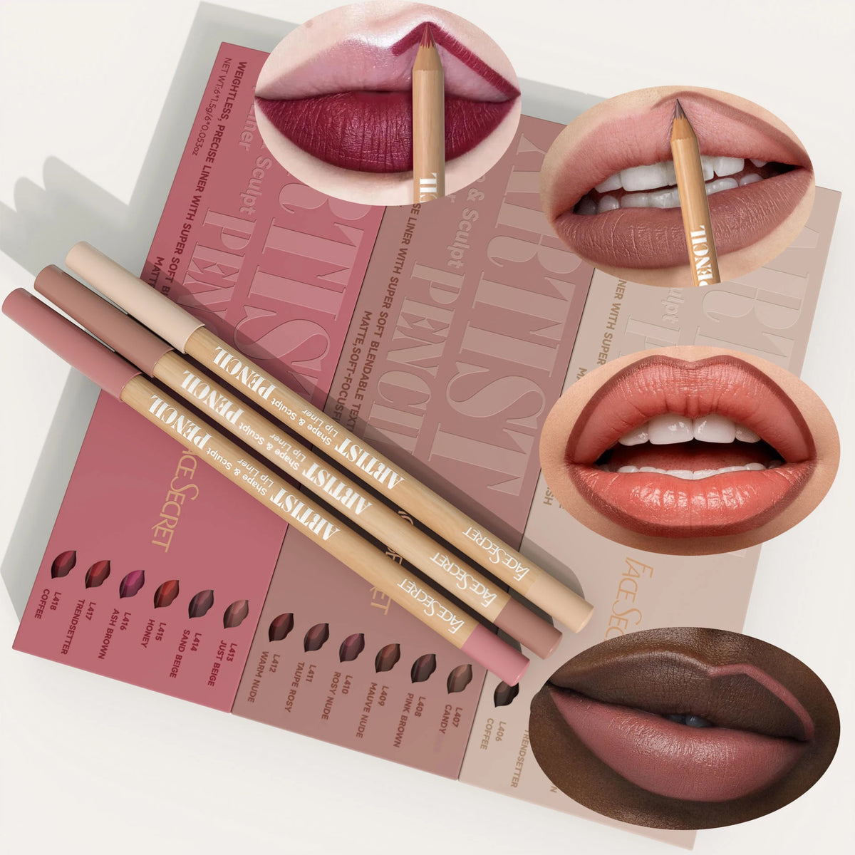 6pcs Nude Lip Liner Set Creamy Pencils - Waterproof, Matte Finish, Long-Lasting & Smudge-Proof, Easy to Apply for All Skin Types