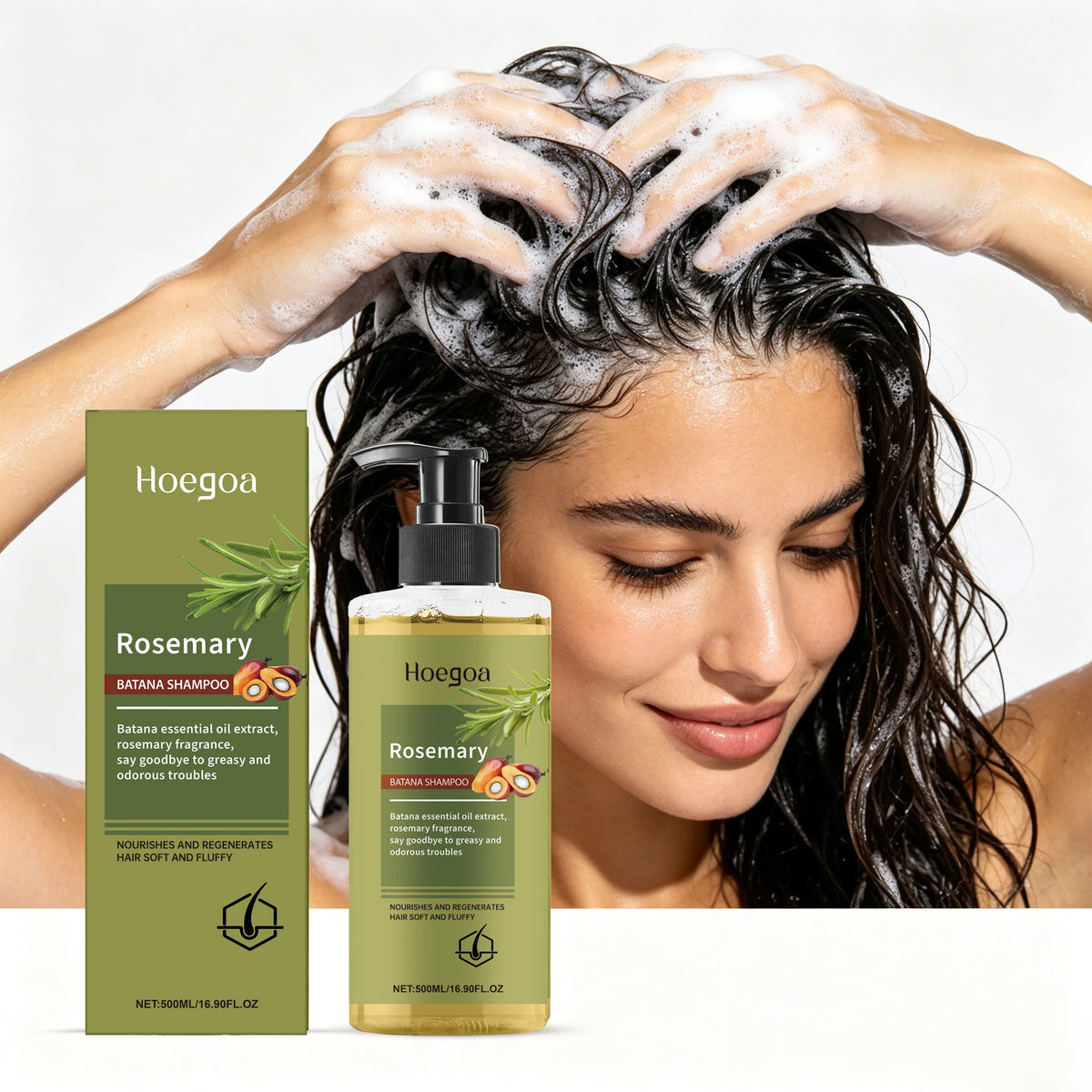 500ML Rosemary Hair Shampoo Gentle Cleaning Scalp Enhance Smoothness Strengthen Hair Root Anti-frizzing Volumizing Refreshing Natural Hair Shampoo