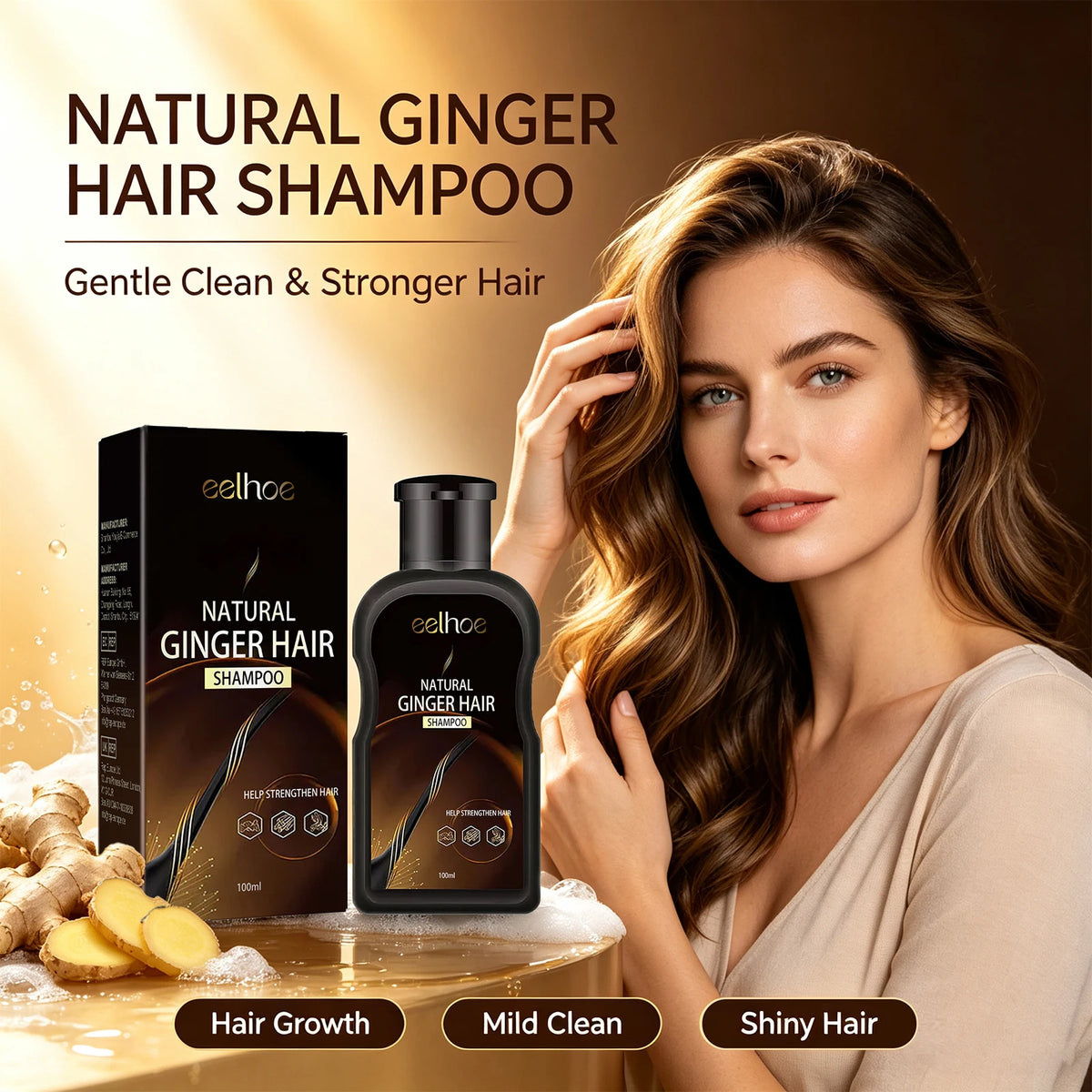 Ginger Extract Shampoo Lemon Scent Stimulates Follicles Activates Natural Growth System Improves Scalp Circulation Strengthens Hair Reduces Loss Hair Care Shampoo