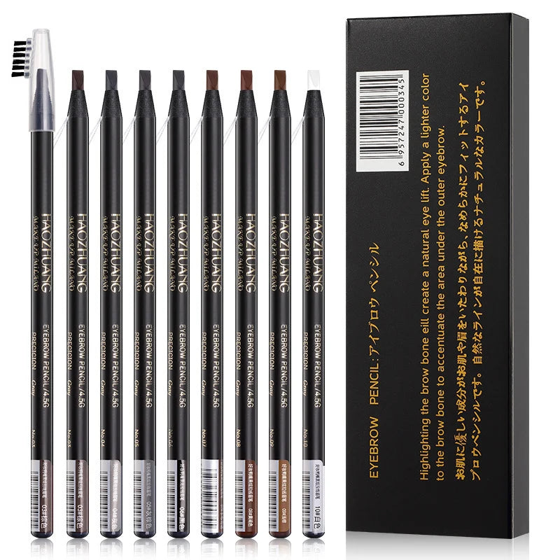 Brown Eyebrow Pencil Waterproof High Quality Professional Female Cheap Eyebrow Enhancer Chinese Cosmetics Haozhuang Brand Makeup