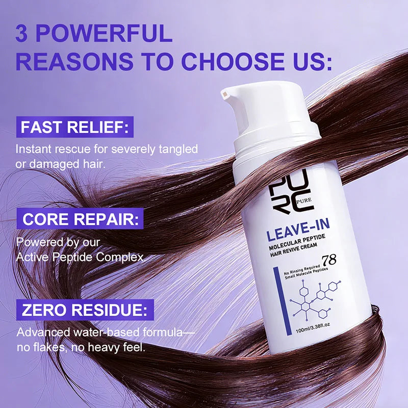 PURC Leave-In Keratin Hair Cream, Repair Damaged Hair Mask, Hair Treatment, Smoothing Shine Softness, Hair Care Products