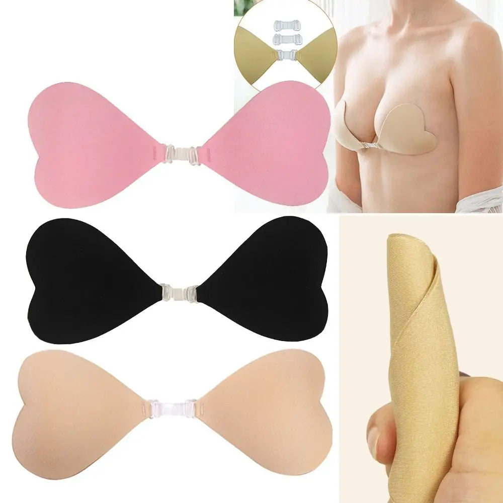 1PC Heart Shaped Adhesive Bra Invisible Breast Patch Women Wedding Dress With Small Breasts Gathered Breathable Breast Patch