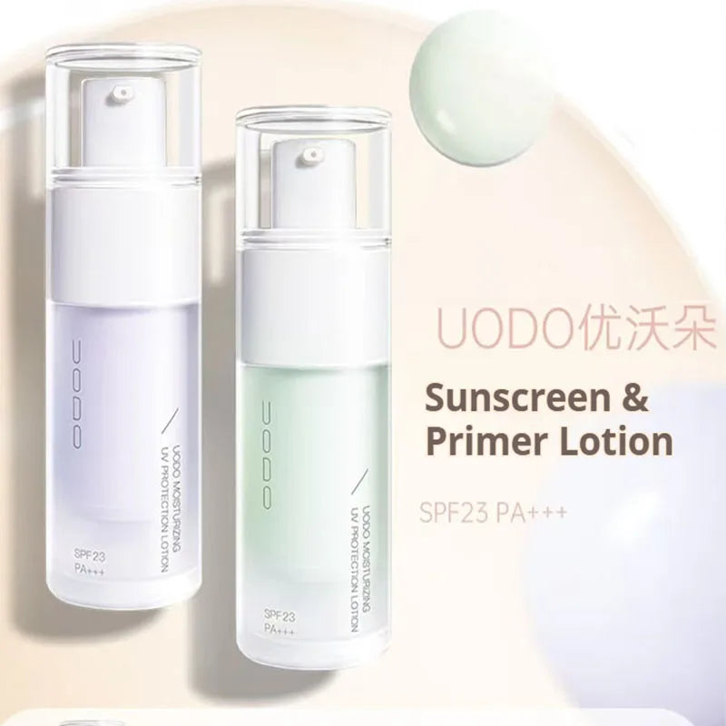 UODO Sunscreen Primer Lotion BB Cream Color Isolation Moisturizing UV Protection SPF 23 Longlasting Brighten Skin Makeup