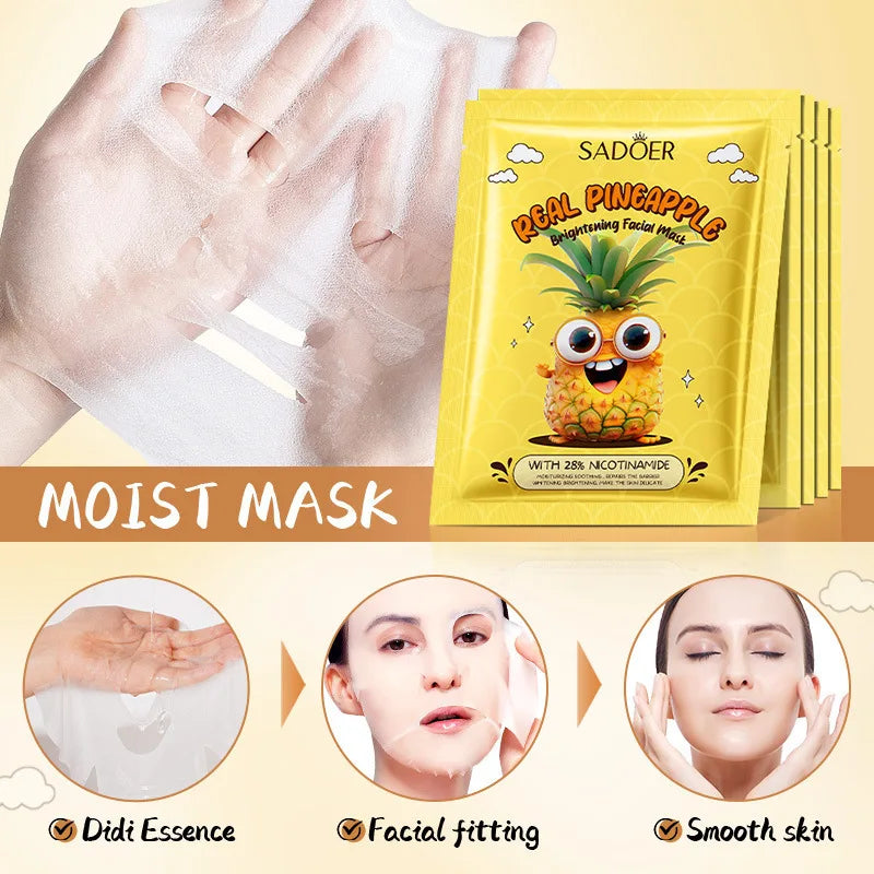 5pcs SADOER Hyaluronic Acid Collagen Face Mask Moisturizing Hydrating Facial Mask Korean Skin Care Sheet Mask for Dry