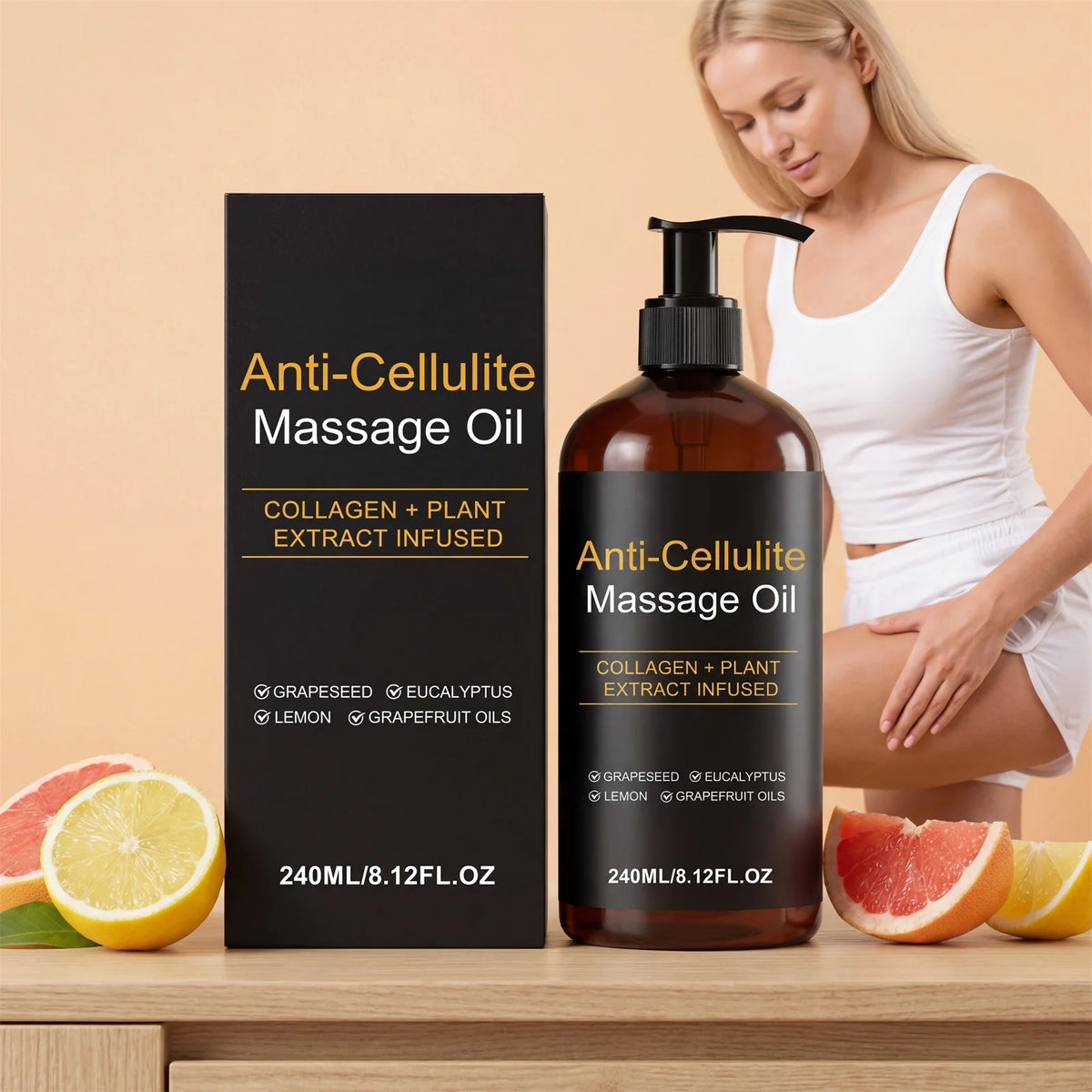 Firming Body Massage Oil with Collagen Anti Sagging Smoothing Cellulite Improve Skin Texture Refreshing Body Oil for Legs & Full