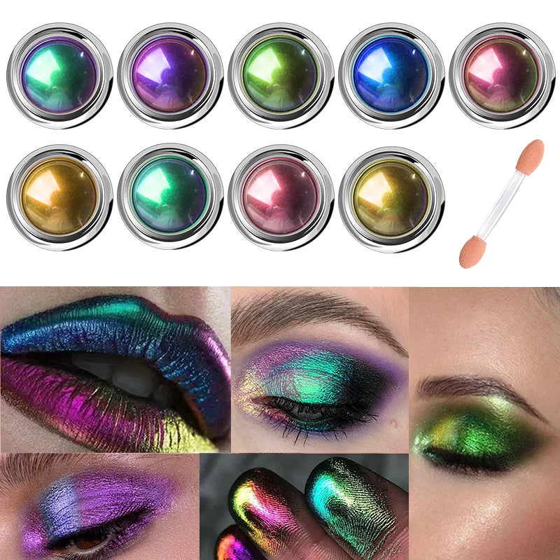 Chameleon Optical Color Shift Eyeshadow Cream Multi Chrome Shimmer Metallic Eye Lip Pigment Long Lasting Duochrome Makeup