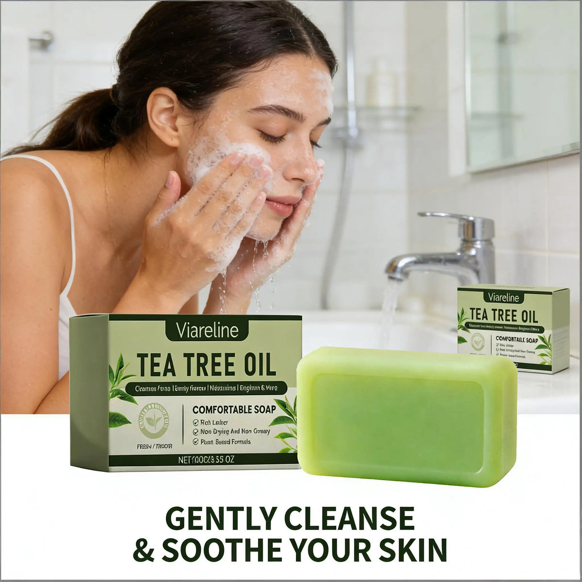 Tea Tree Essential Oil Soap Clean Exfoliating Lighten Dark Spot Whitening Skin Firm Oil Control Face Moisturizing Handmade Soap