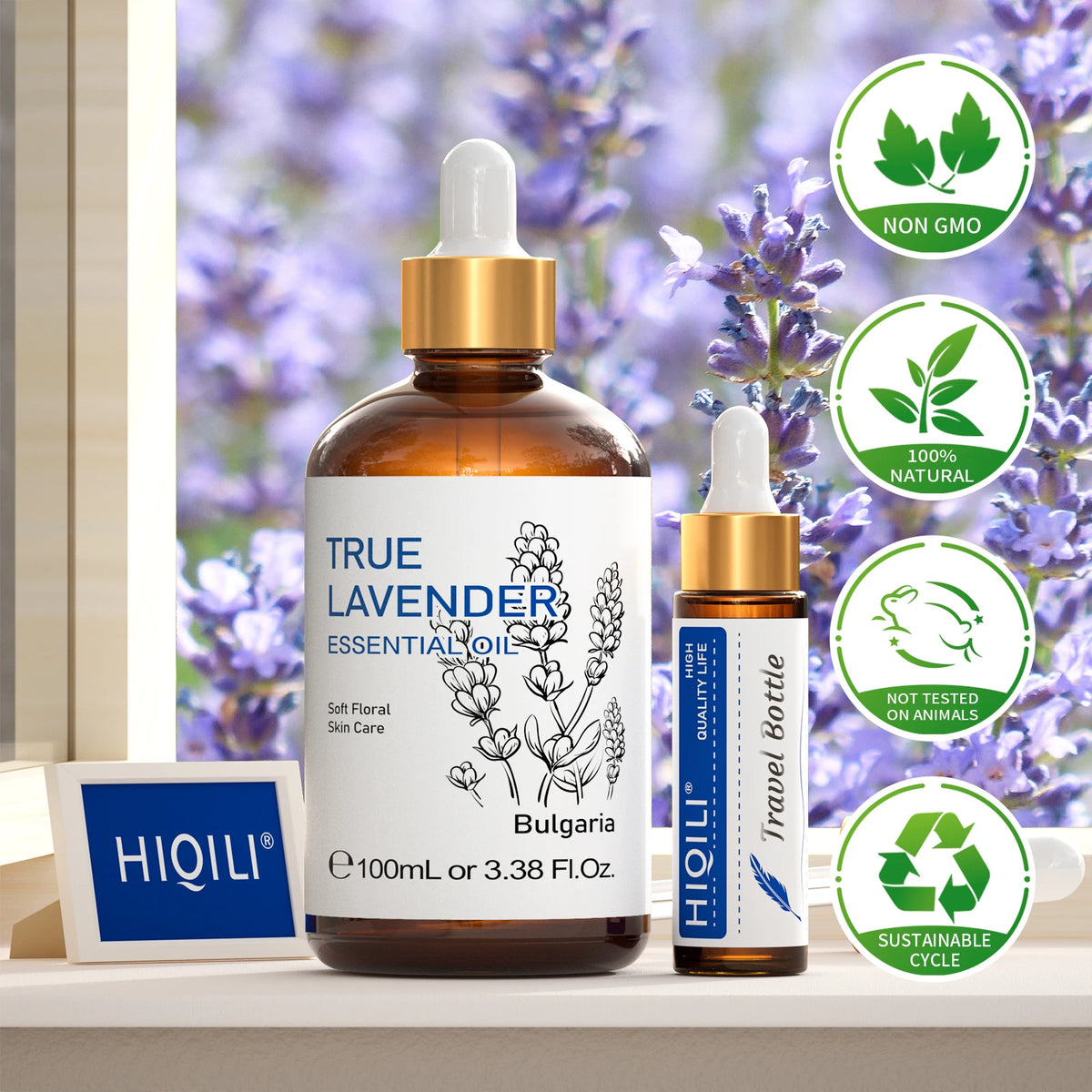 HIQILI 100% Pure Lavender Essential Oil 100ML Aromatherapy Diffuser Oil for Sleep Relaxation Diffuser Massage Skin Care