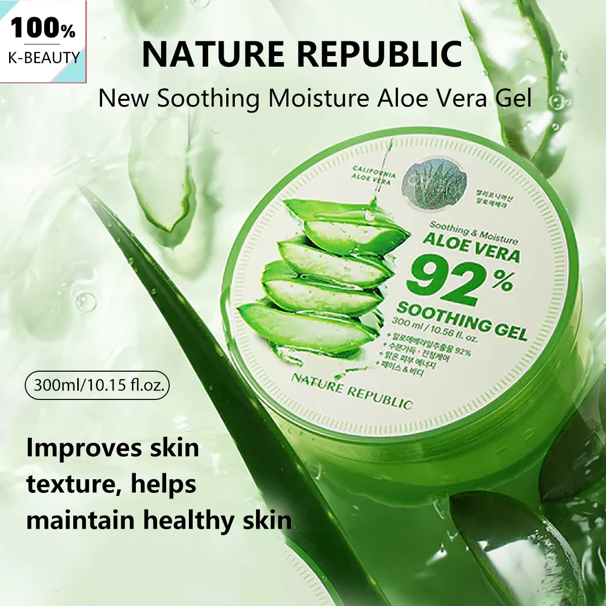 Nature Republic New Soothing Moisture Aloe Vera Gel,Basic Moisturizing,Deep Moisturizing,Korean Skincare，K-Beauty,Korean Makeup