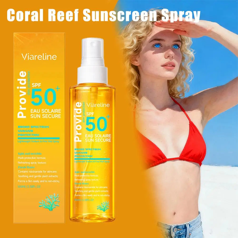 SPF50+ Reef-Safe Sunscreen Spray,Water-Based Sunscreen Lightweight Mist with Niacinami Invisible Broad Spectrum UV Protection