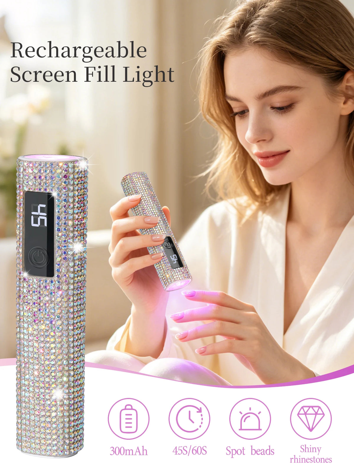 1Pc Mini On-Screen Display Handheld Nail Art UV Lamp For Gel Nails, Mini Nail Light, Portable LED Nail Lamp, USB Nail Dryer