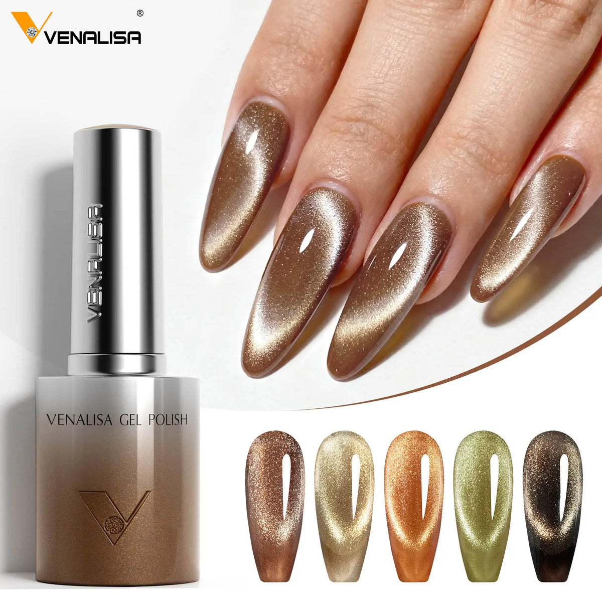 Venalisa TPO Free Hema Free 10ml Winter Nails Warm Coffee Cat Eye Nail Gel Polish Magnet Soak Off UV LED Semi Permanent Nail Gel