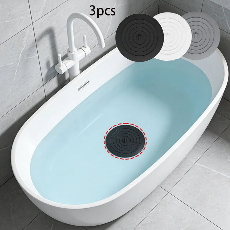 3PCS Bathtub Drain Stopper Cover,6 inch Silicone Bath Tub Plug Essentials Flat Suction for Kitchen Bathroom Laundry Accessories