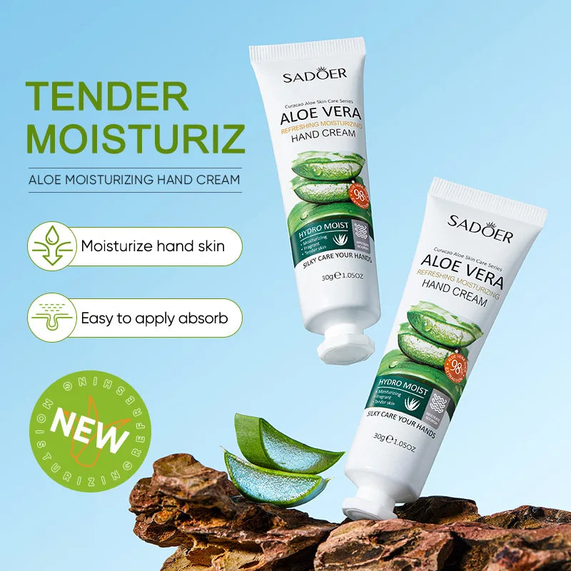 Aloe Vera Nourish Hand Cream Refreshing Hydrate Moisturize Fast Absorb Soften Dry Hands Restore Natural Skin Radiance Lotion