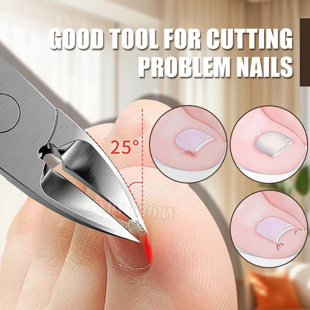 Ingrown Nail Clippers With Nail File Precision Thick Toenail Cutter Ingrown Curly Nails Heavy Duty Stainless Steel Nail Nippers