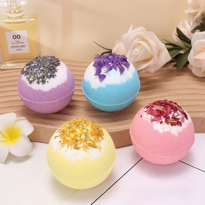 100g Dried Flower Bath Salt Ball Fizzy Bath Soak Hotel Essential Oil Aromatherapy Spa Bubble Bath Body Care Gift