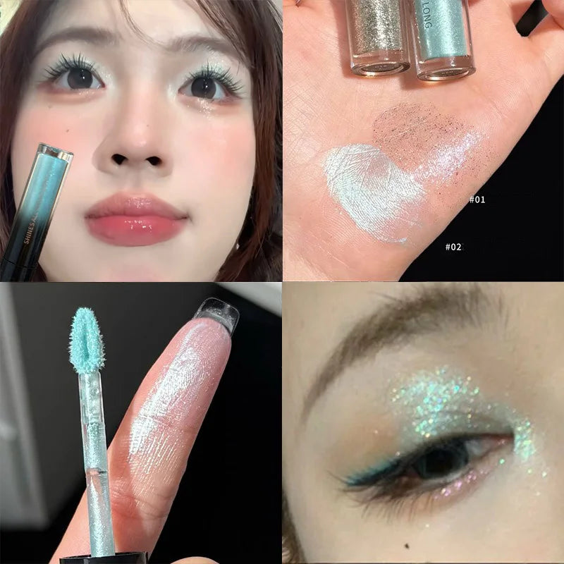 Liquid Eyeshadow High-Gloss Shiny Mermaid Pearl Tears Brightening Glitter Mint Green Highlighter Quick Drying Eyeliner