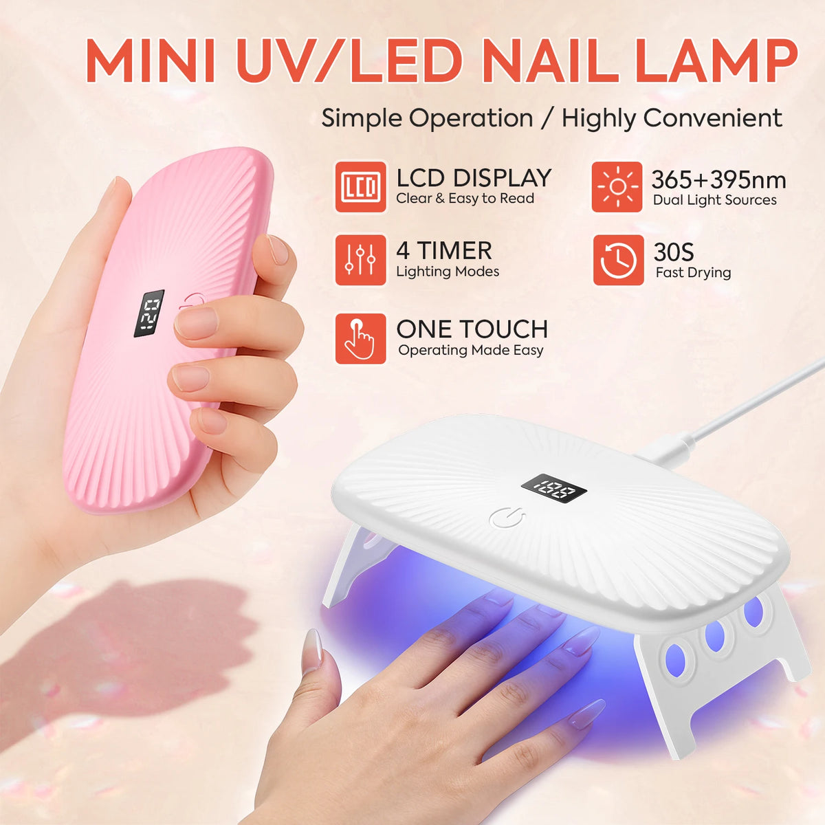 Professional Mini UV LED Nail Dryer with Multiple Timer Options for Fast Gel Polish Drying in Home or Salon