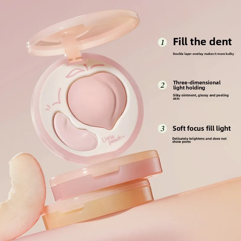 LITTLE ONDINE Peach Highlighter Cream Makeup Bronzers Powder Texture Duo Color Matte Face Brightener Palette