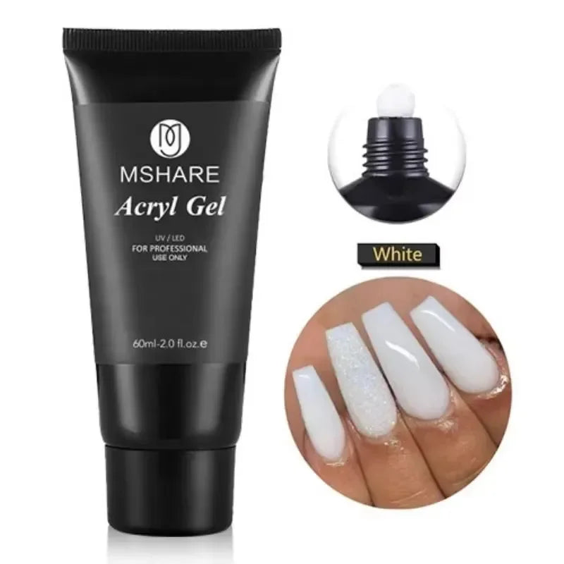 MSHARE Poly Nail Extension Gel TPO Hema Free Milky White Nails 60g Nail Extension Camouflage Quick Building Finger 60ml
