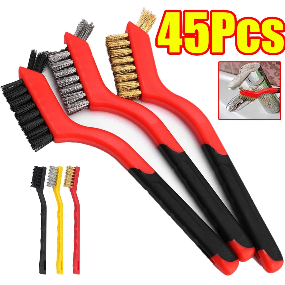 3-45Pcs Brass Cleaning Brush Metal Brass/Stainless Steel/Nylon for Gas Hoods Grease and Stain Removal Cooktop Cleaning Tool