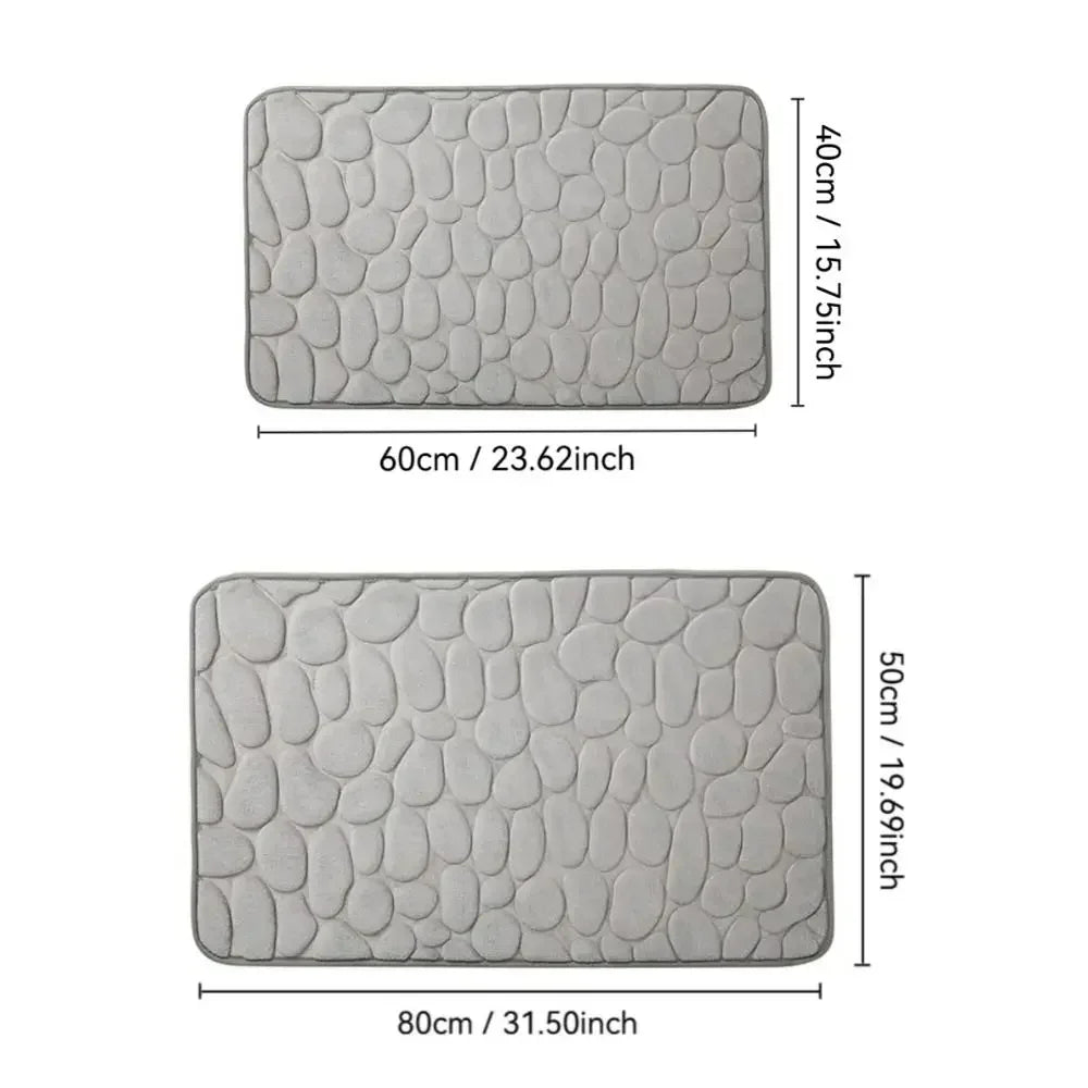 Practical Cobblestone Bath Mat Non-slip Thickened Bathroom Floor Mat Soft Absorbent Shower Doormat