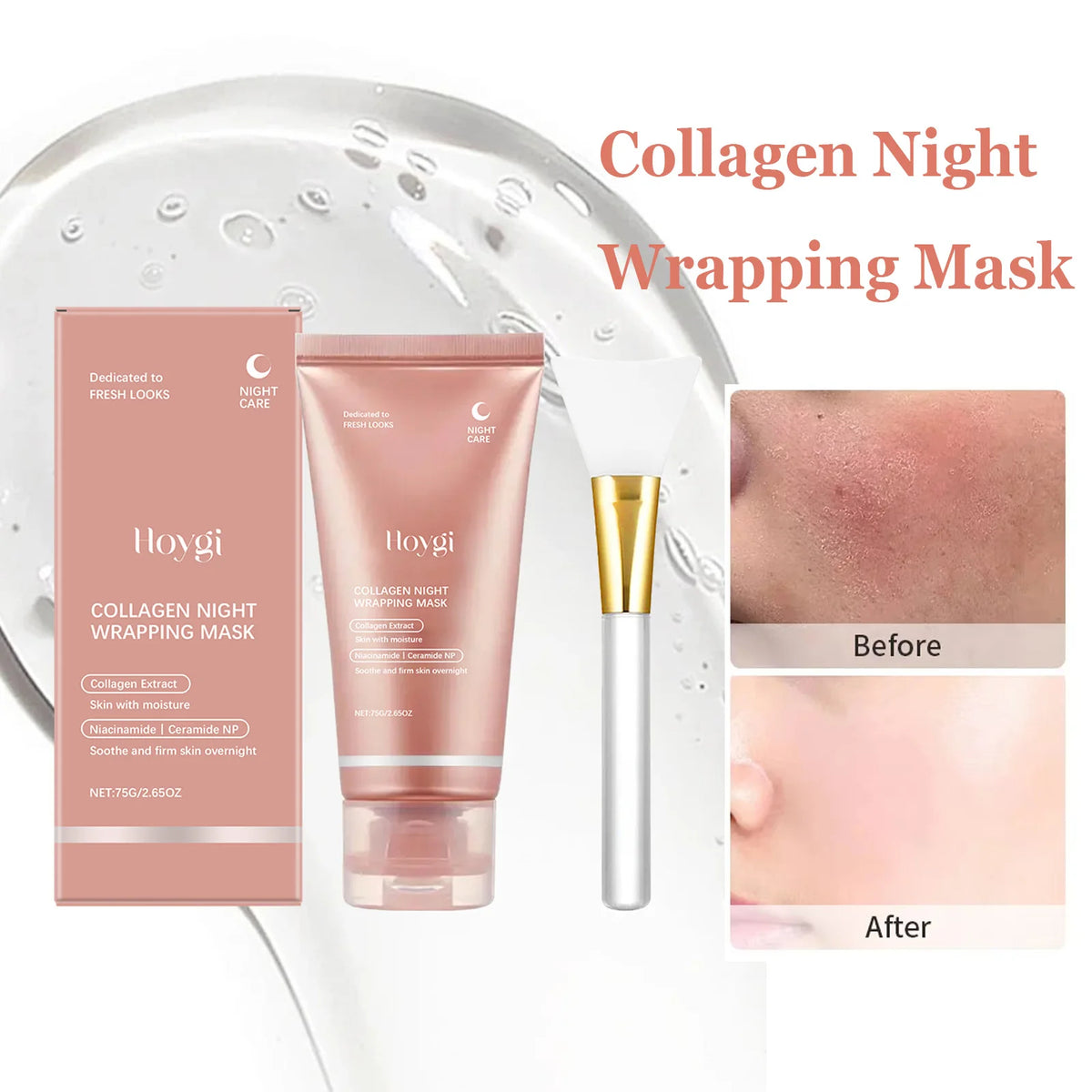 Collagen Peel Off Mask Night Wrapping Hydrating Firming Brightening Elasticity Care Cleansing Face Skin Care Beauty Facial Mask