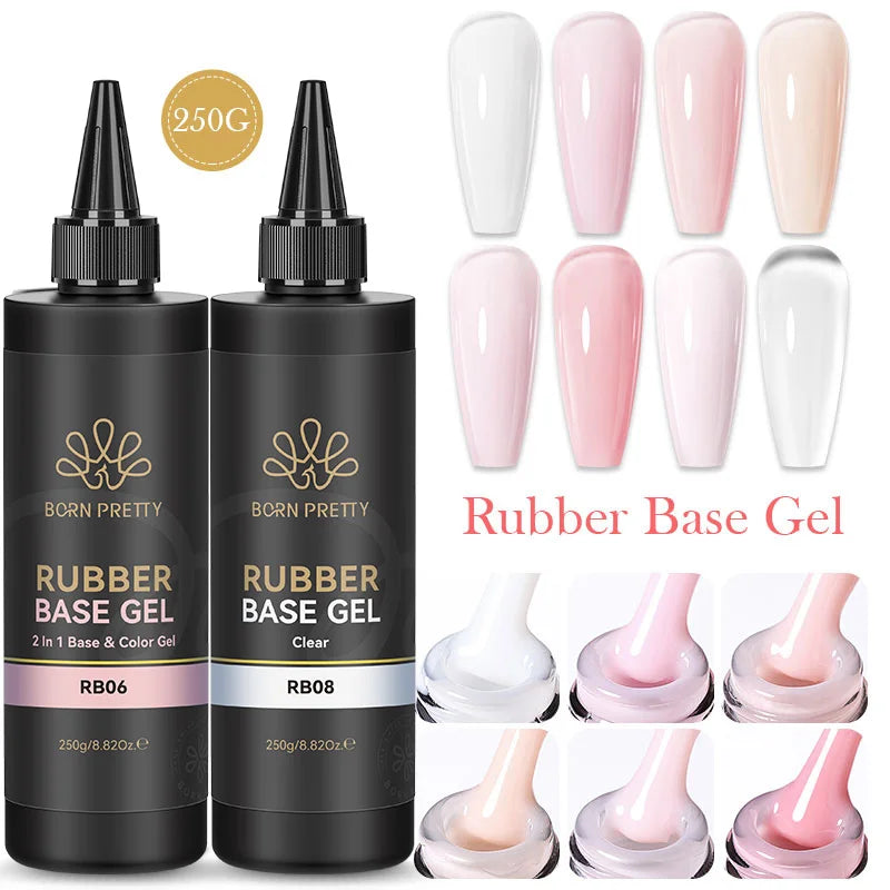 BORN PRETTY 250g Rubber Base Gel Refilled Package Jelly Milky White Nude Semi-Permanent Soak Off Self Leveling Construction Gel
