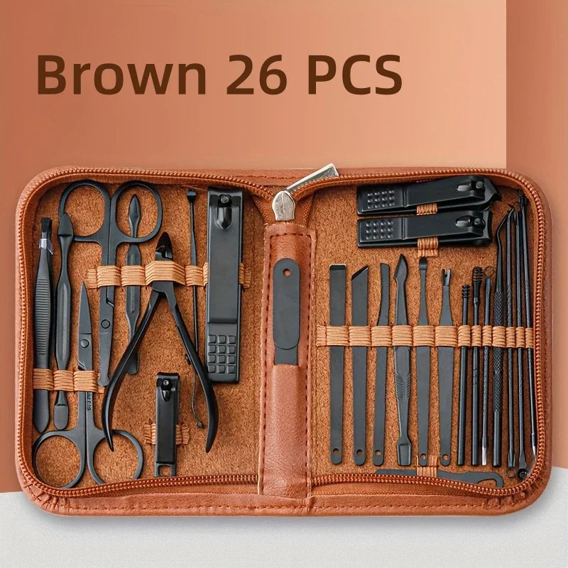 26 Piece Manicure Set Nail Clippers Set & Pedicure Kit Stainless Steel Fingernail & Toenail Clipper Cutters Nail Care Tools