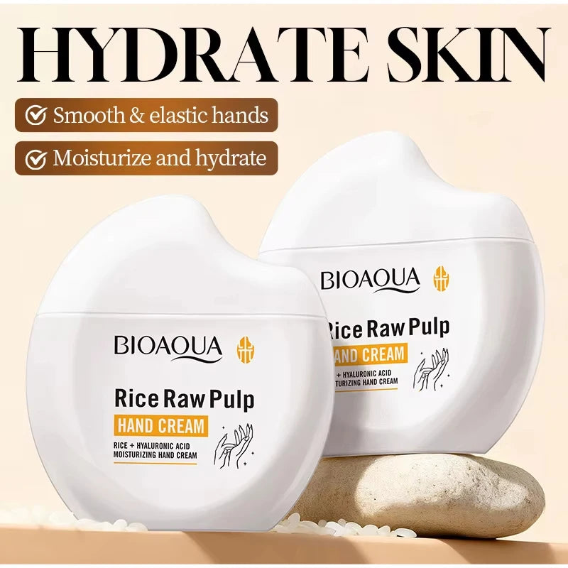 Rice Raw Pulp Hand Cream Natural Rice Extract Hand Lotion Daily Hand Care Cream Moisturizing Hand Balm Dry Hands Daily Skin Care