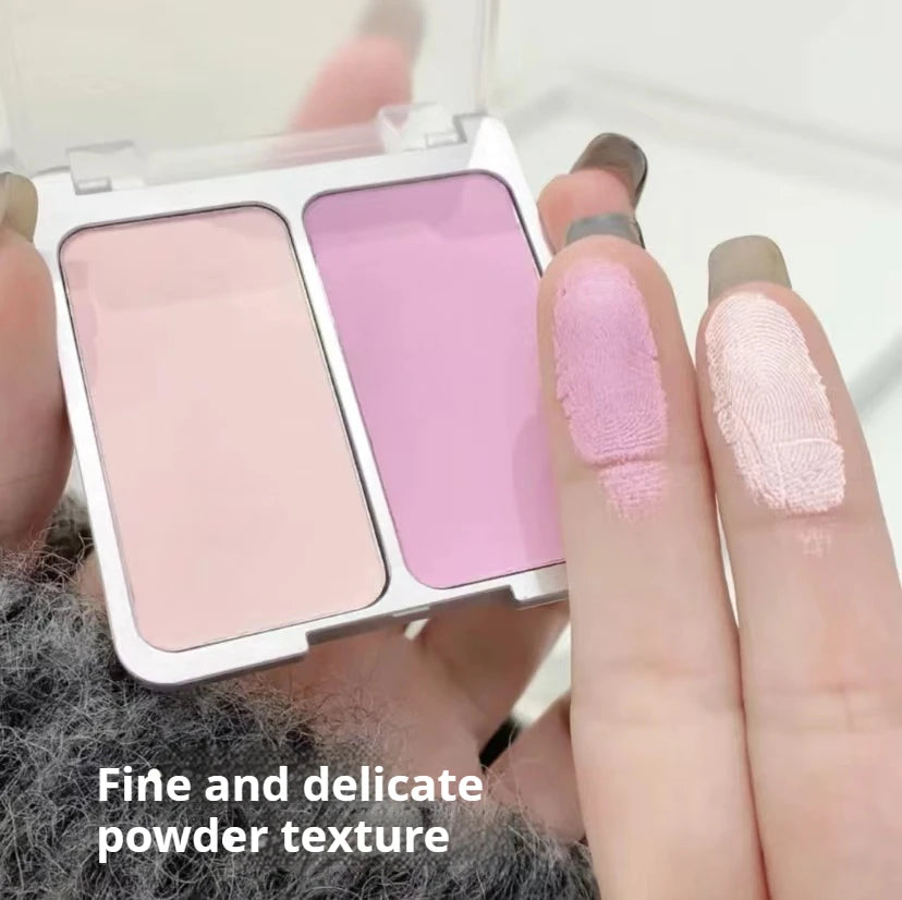 Kakashow Bi-Color Powder Blusher Cheek Blush Low Saturation Light Color Pseudo Plain Color Expansion Color Natural Makeup