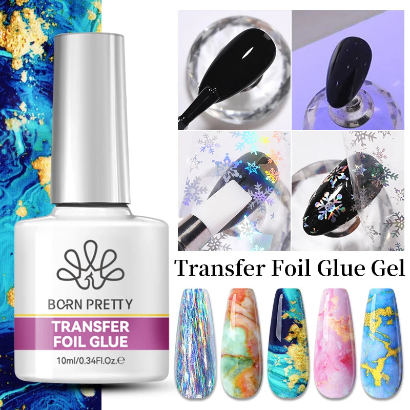 BORN PRETTY Transfer Foil Nail Gel Polish Semi-Permanant Varnish For Adhesive Sticker Nail Glue Soak Off UV LED Gel Nail Art Man