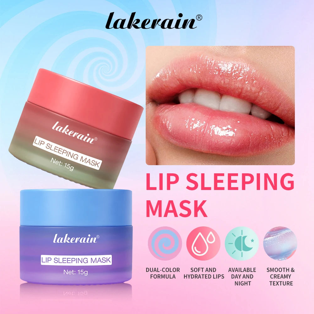 Nourishing Lip Mask Hydrating Dry Cracked Lips Skin Care Makeup Overnight Dual-Color Lip Balm for Reduce Lip Lines Cosmetics