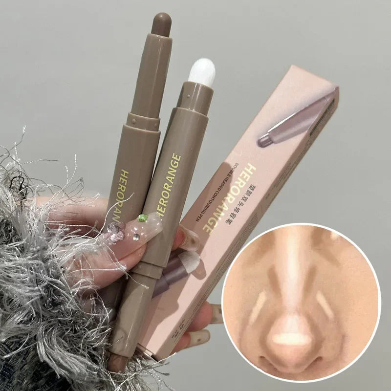 Nose Shadow Bronzers Contouring Makeup Pen Natural Grey Brown Three-dimensional Face Matte Shadow Stick Cream Contour With Brush