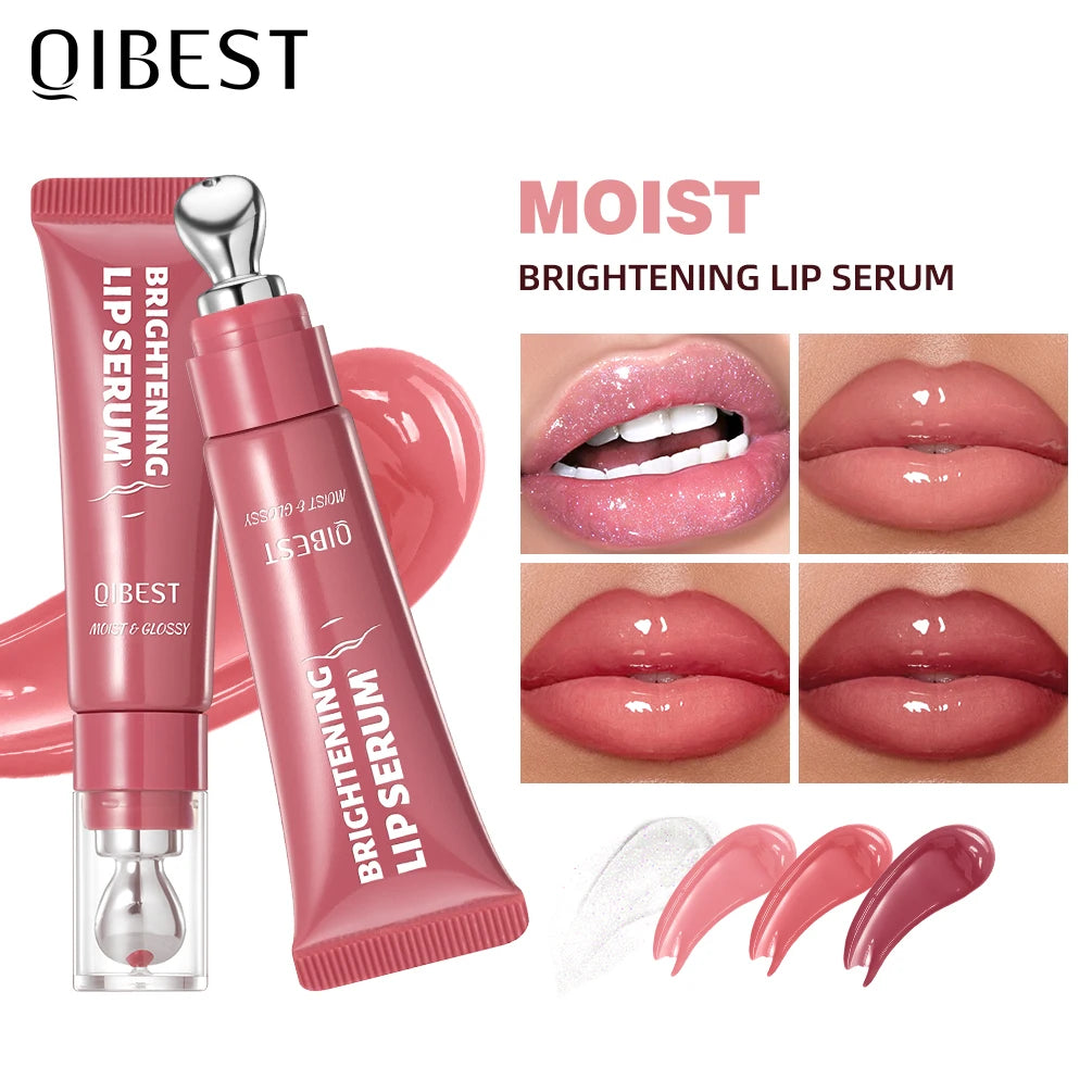QIBEST 4 Colors Mirror Pearl Fine Shimmering Hydrating Pipe Lip Gloss Moisturizing Crystal Gloss Lip Glaze Layering Lip Makeup