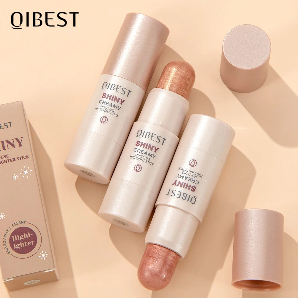 QIBEST 3D Face Brighten Highlighter Bar Makeup Face Contour Bronzer Shimmer Highlighter Stick Concealer Cream Makeup For Women