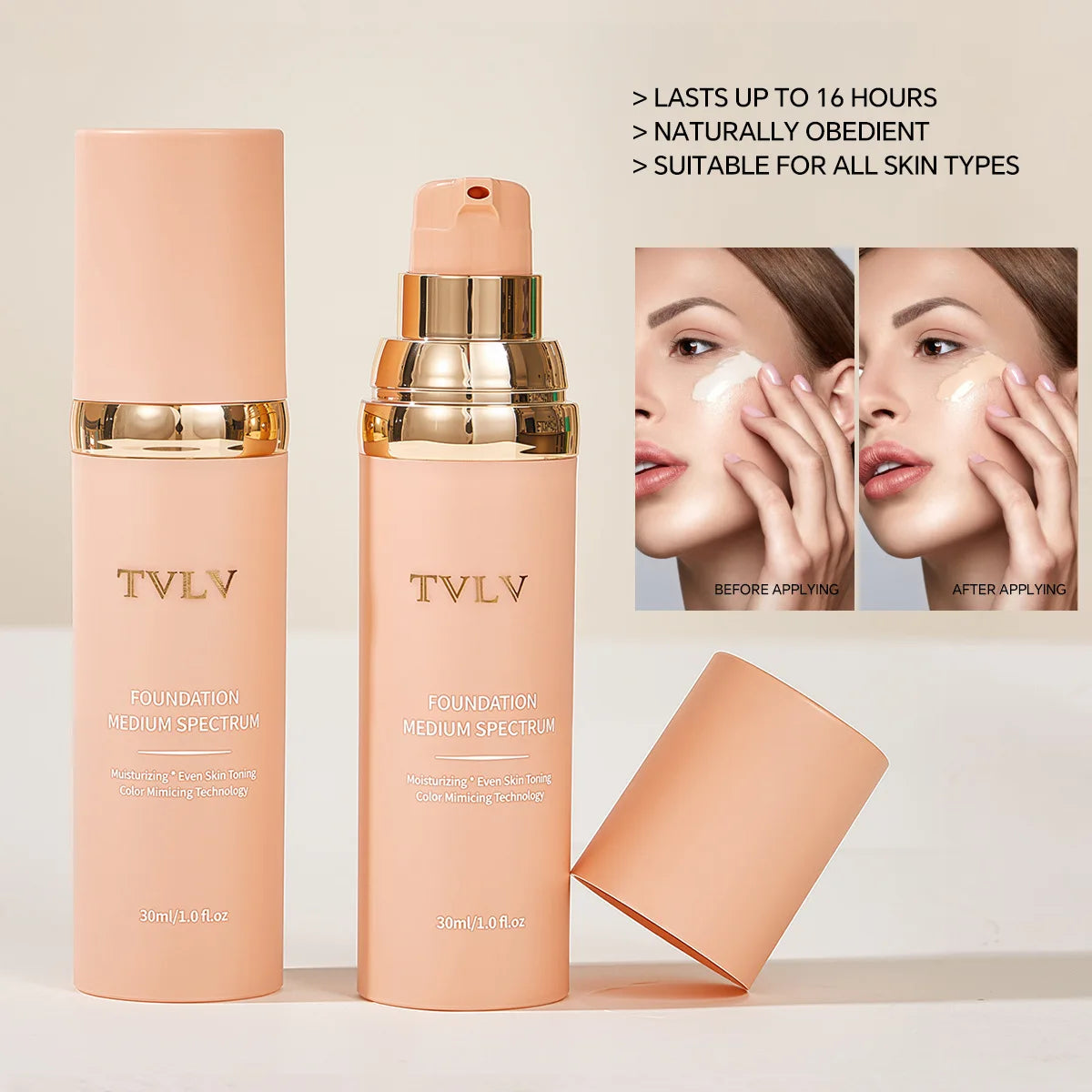 Long-lasting Matte Color-changing Foundation Liquid, Non-tarnishing, 4-in-1 Lightweight and Moisturizing Foundation Cream