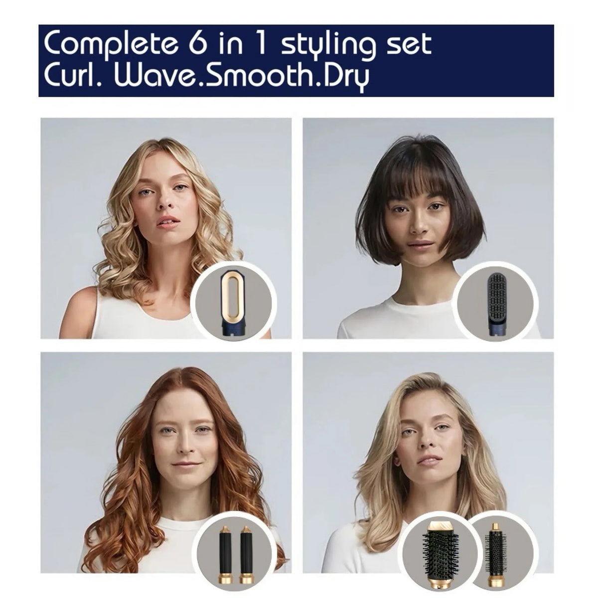 6 In 1 Multi Styler New Design Hair Dryer For Hair 6 in 1 Hair Styler With Curling Barrel Hot Air Brush Styling Tool MultiStyler