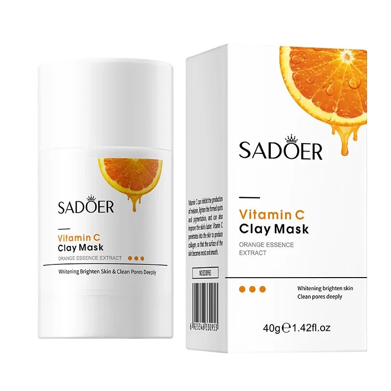 SADOER Vitamin C Solid Facial Mask Clay Mud Masks Stick Pore Cleaning Remove Blackhead Whitenting Moisturizing Clay Face Mask