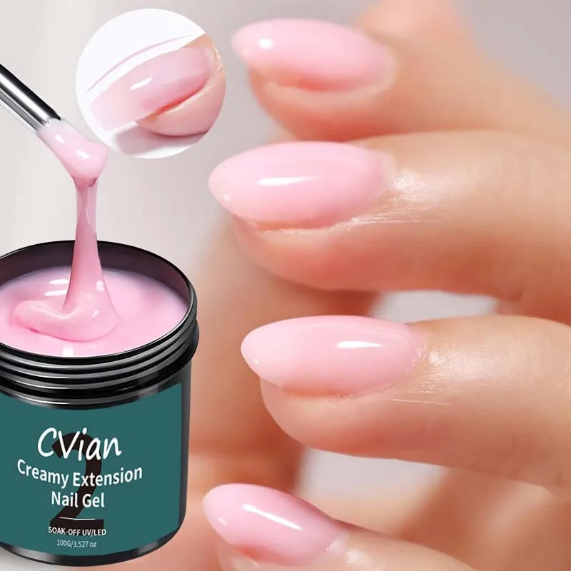 100G Creamy Extension Nail Gel in Pink, a Soak-Off Construction Gel for Camouflage And Hard Gel Nail Manicures.