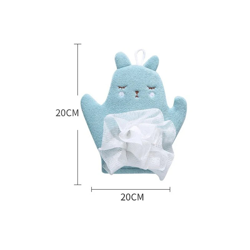 1PCS Cute Bunny-Shaped Bath Sponge Comfortable and Soft Towel for Babies and Children, Baby Bath Sponge, Bathroom Supplies
