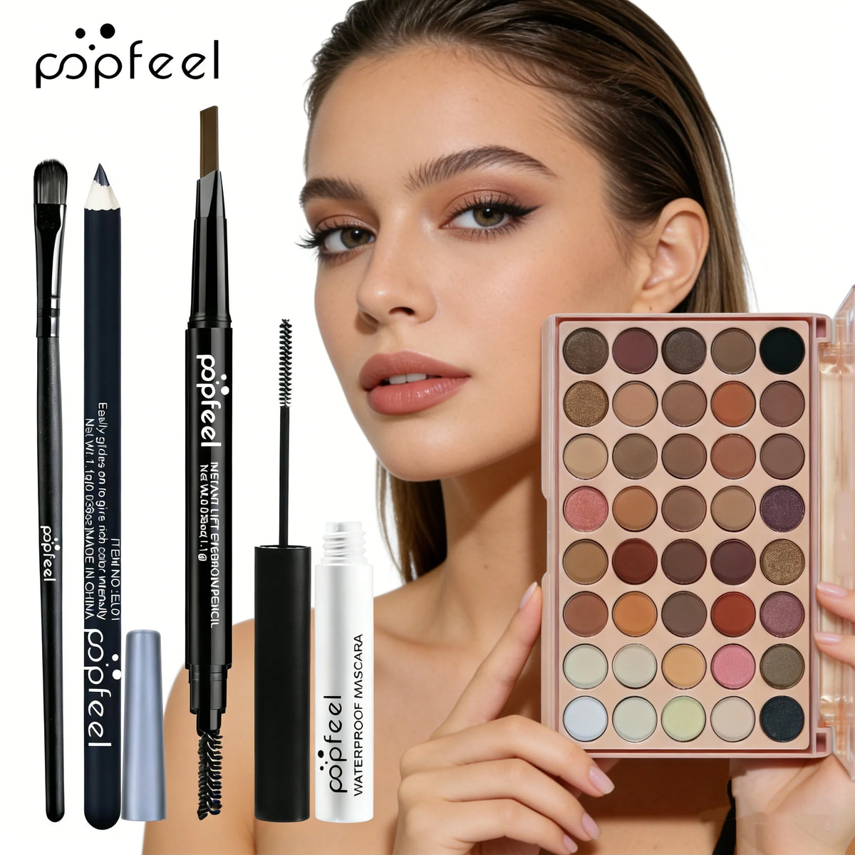 POPFEEL Eye Makeup Set, 40-Shade Eyeshadow Palette with Eyebrow Pencil, Perfect for Beginners, Ideal Gift for Lover, Family & Fr